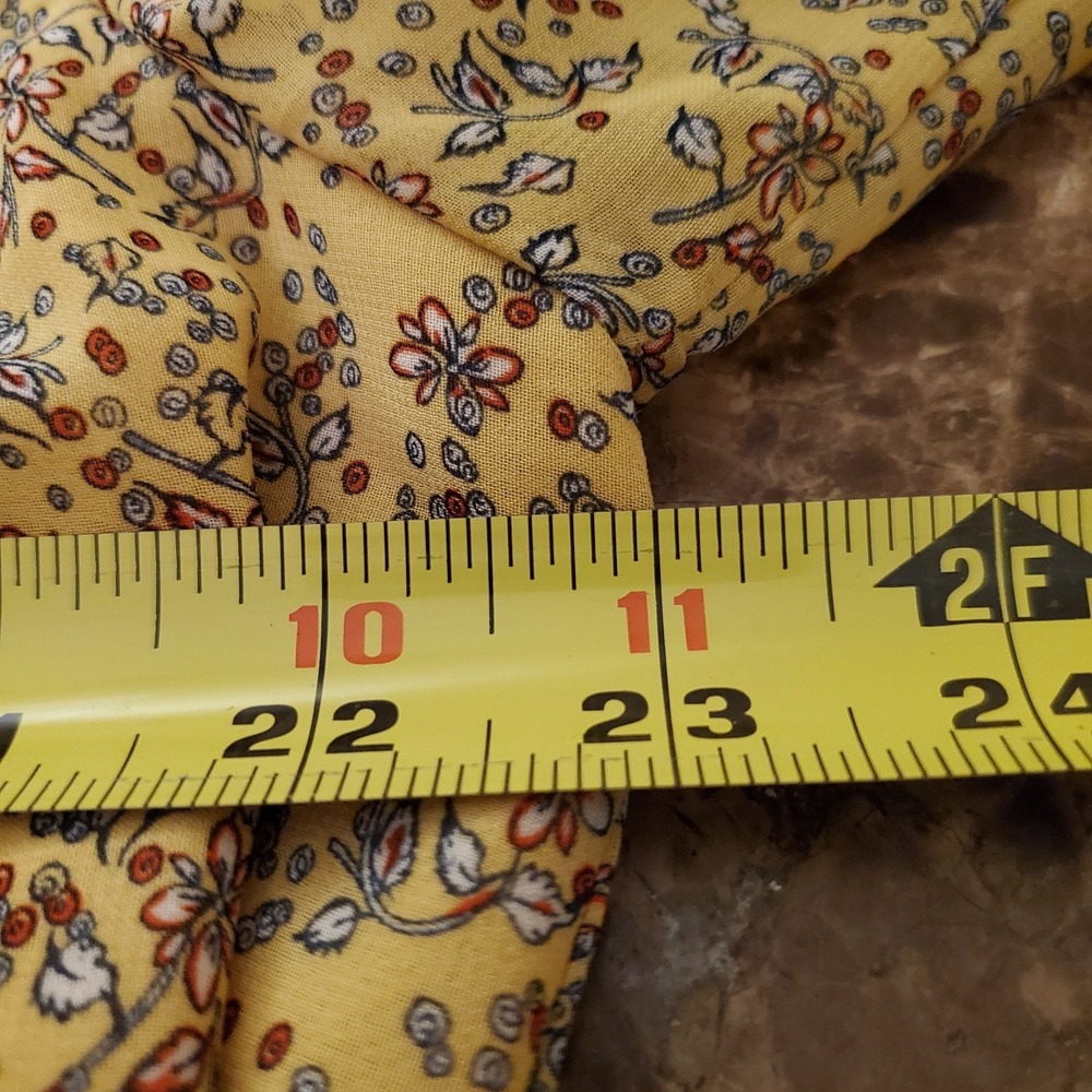 Max Studio sz L Gold Mustard Yellow Floral Peasant‎ Boho Top Garden Cottagecore - Picture 10 of 16